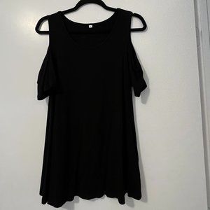 Black cold shoulder blouse work top shirt